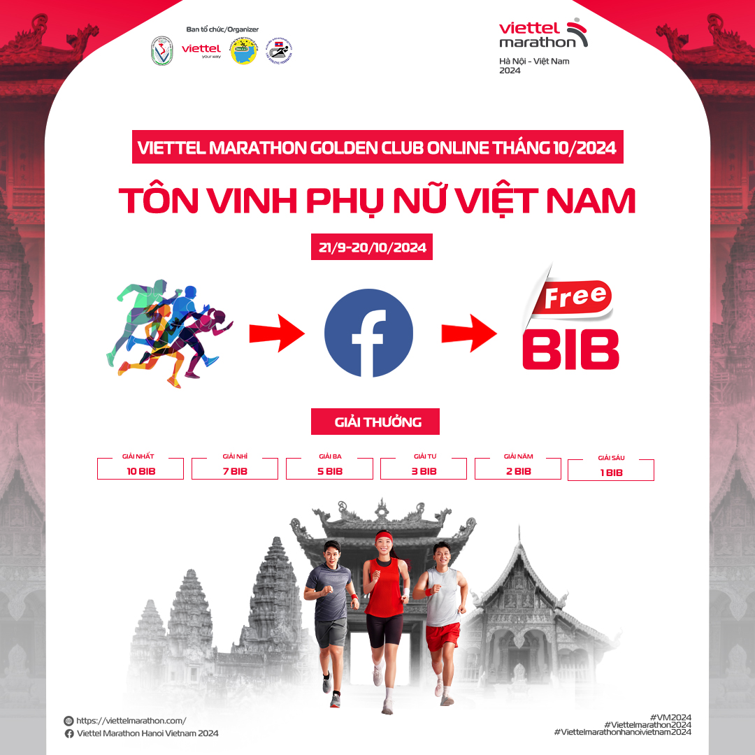 Nhận bib Viettel Marathon Hà Nội miễn phí khi dự cuộc thi Golden Club Online